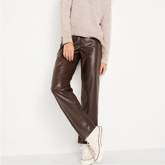 Old Navy Pants - Old Navy Brown OG High Rise Vegan Leather Pants